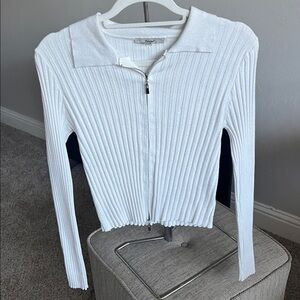 Women's White Ribbed Sweater